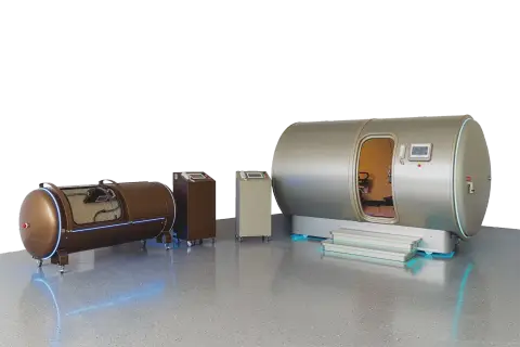 Showroom van OxyHelp Benelux met een OxyLife I en een OxyLife C cabine