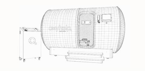 Technische tekening van een OxyLife C met concentrator