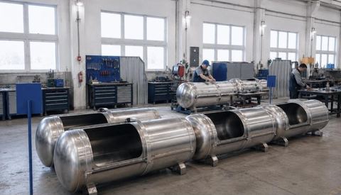 Drukvaten in productie in de fabriek van OxyHelp